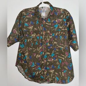 Vintage organically grown Colorful Abstract Button-Up Shirt size large